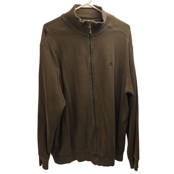 Timberland Brown Full-Zip Cotton Blend Jacket Men XL Casual Outdoor Utility - Picture 2 of 7